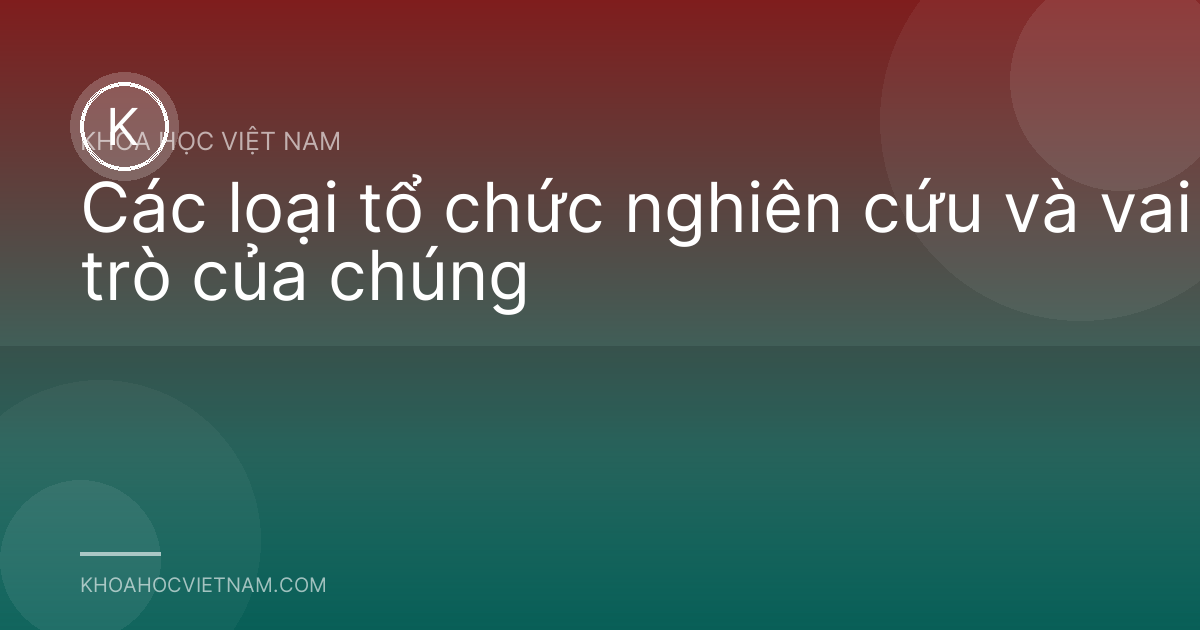 Các loại tổ chức nghiên cứu và vai trò của chúng