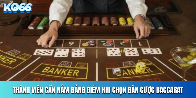 Thành viên cần nắm bảng điểm khi chọn bàn cược Baccarat